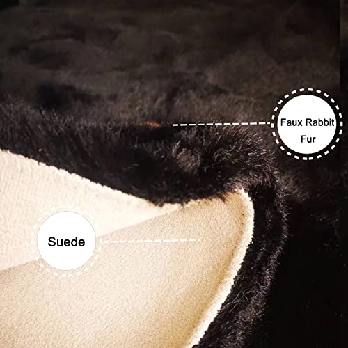 Ghouse Black 2x4 Faux Sheepskin Fur Rug - Fluffy Bedside & Living Room Carpet