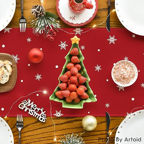 Artoid Mode Red Snowflakes Christmas Table Runner 13x108 Inch Holiday Decor