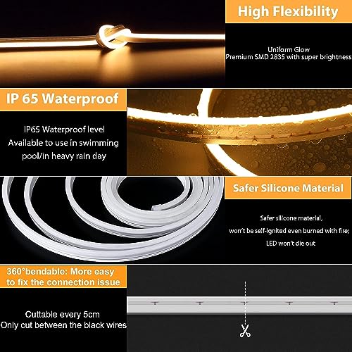 LED Strip Lights 32.8ft Warm White Dimmable Waterproof Neon Rope - Variation of THIS listing