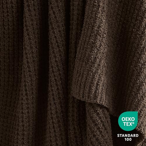 WDCOZY Brown Chocolate Twin Waffle Throw Blanket 60x80 Reversible Plush