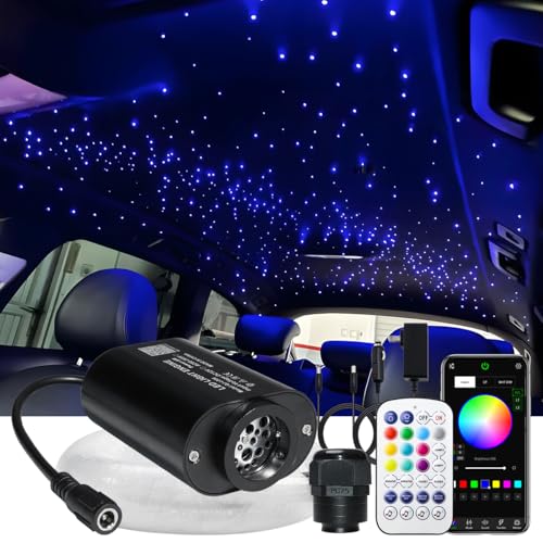 Mini Fiber Optic Starry Sky Kit 500pcs 0.03in 9.8ft Twinkle Light for Car Home with APP & Remote