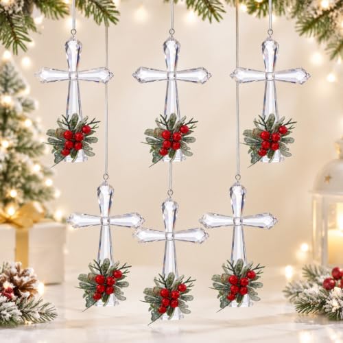 Yuxung Transparent Mistletoe Cross Christmas Hanging Ornaments - Set of 6