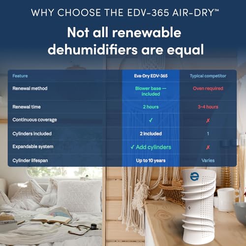 Rechargeable Dehumidifier System with Dual Cylinders for Up to 400 Cu Ft