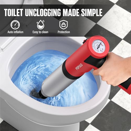 POPULO Electric Toilet Plunger Black, 5 Bar Air Clog Remover for Household Toilets