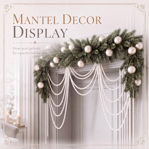 Riceshoot 19.7ft White Pearl Garland 14mm Faux Pearl String