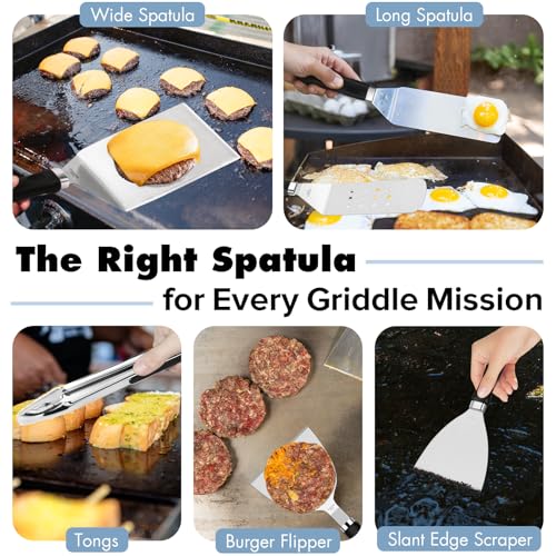 Pontual 31-Piece Griddle Accessories Kit for Blackstone Flat Top BBQ Spatula Set with Melting Domes, Burger Press & Apron
