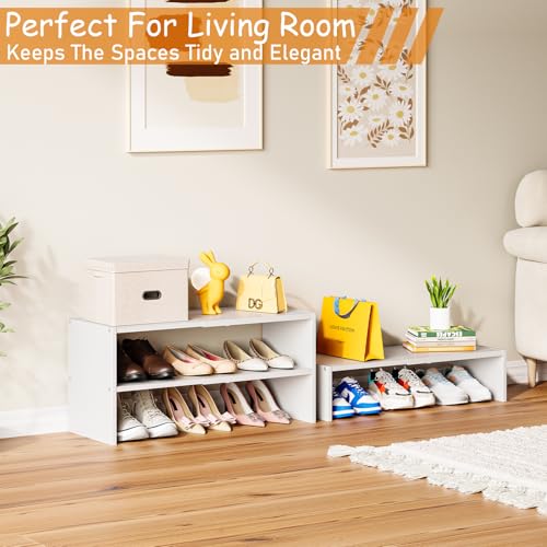 White 3-Tier Expandable Shoe Rack Organizer for Closet & Entryway - Pack of 1