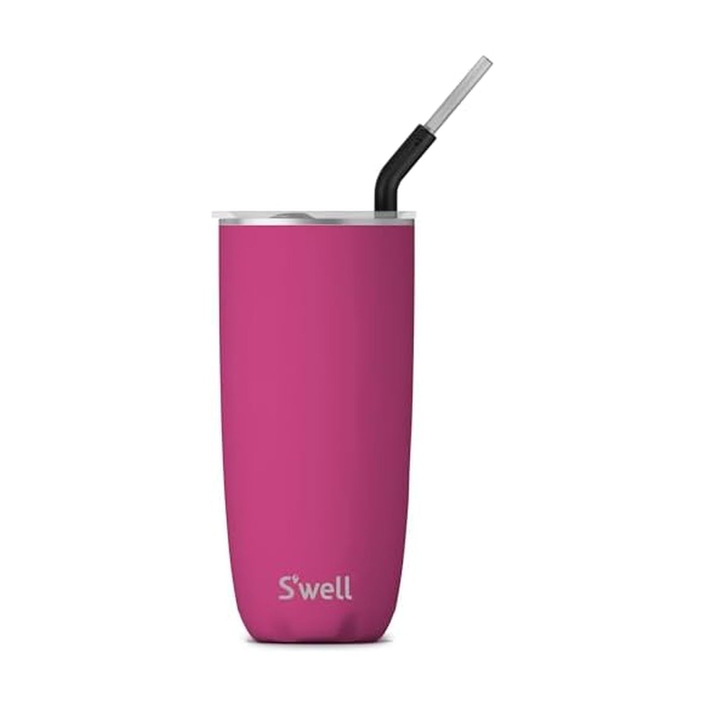 S'well Stainless Steel Tumbler with Straw and Slide-Open Lid, 24oz, Azalea Pink, Triple Layered Vacuum Insulated Containers Keeps Drinks Cold for 18 Hours and Hot for 5, BPA Free
