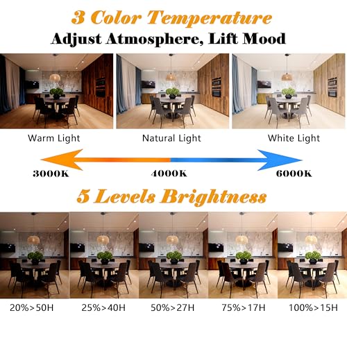 Brown Battery Operated Pendant Light with Remote - Rechargeable Rattan Chandelier No Wiring Needed for Kitchen & Ceiling