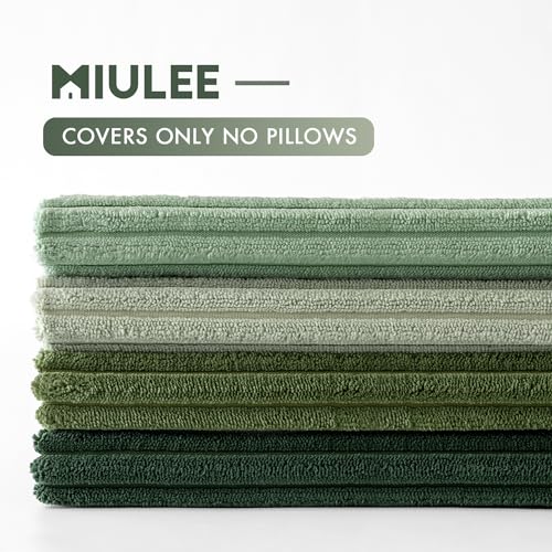 20x20 Inch Corduroy Throw Pillow Covers Set of 4 - Forest Green | Boho Decor