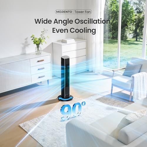 MORENTO 36-Inch Black Smart Tower Fan with Remote, WiFi/App/Voice Control