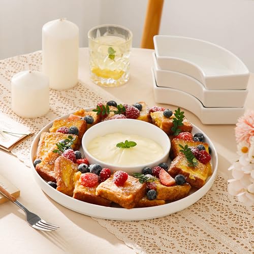Porcelain Divided Serving Dish Tray for Appetizers, Chips & Dips