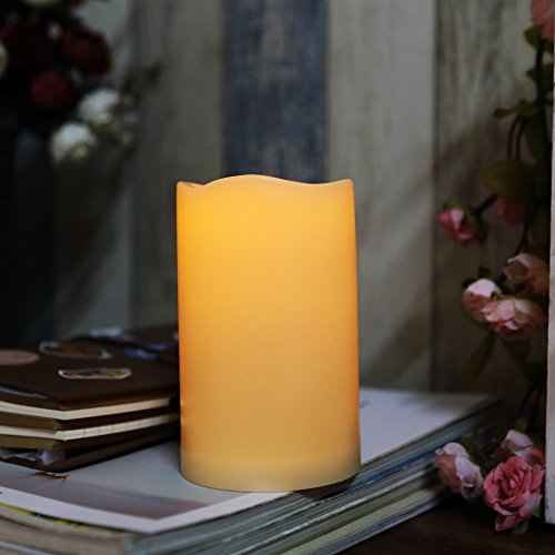 Outdoor Waterproof Flameless LED Pillar Candle with Remote Timer Battery Operated Plastic Flickering Decorative Fake Candle Light for Festival Celebration Wedding Party Decoration Gift Choice 3¡±x 5¡±