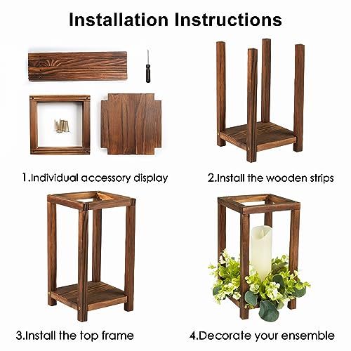 20 Set Rustic Wooden Wedding Lantern Centerpieces - Farmhouse Candle Holders for Tables & Barn Weddings (No Candles or Flowers) - Variation 20