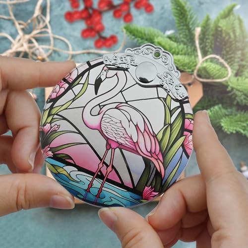 Jocidea Glass Flamingo Christmas Ornament, Holiday Decorations and