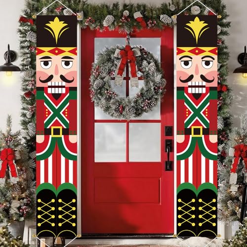 Nutcracker Soldier Christmas Yard Banners 2 Pack - Outdoor Holiday Decorations