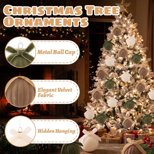 Gnomdcer Velvet Christmas Ball Ornaments 16 Pack Multicolor 2.36in/6cm