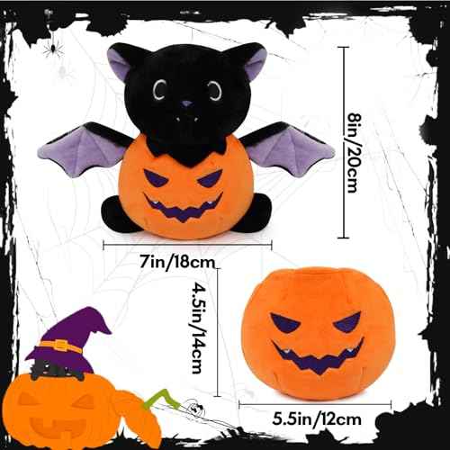 Cute Plush Bat Stuffed Animal Toys, Bat Plushies Pillow Figurine with Pumpkin Clothes, Home Decoration Gift for Boys & Girls, Christmas