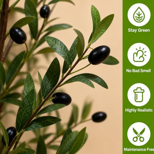 ENLETRAN 6FT Artificial Olive Tree with Pot - Realistic Indoor Faux Tree for Home & Office Decor