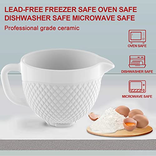 Ceramic Mixer Bowl for KitchenAid Tilt-Head Stand Mixers 4.5-5 Qt