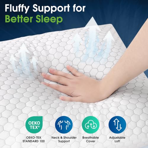 Cooling Queen Size Pillow Set of 2 - Gray Memory Foam with Adjustable Firmness