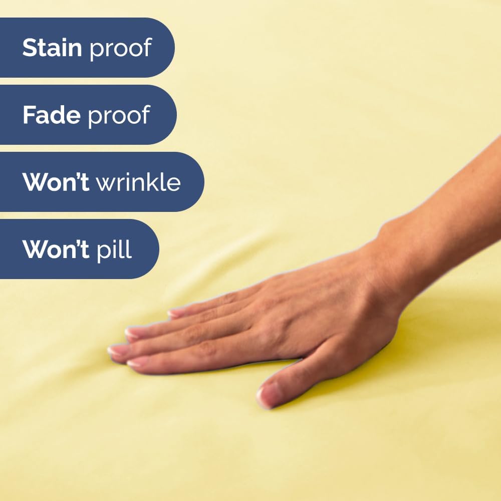 Skiennix Short Queen Size 4-Piece Sheet Set - Soft, Breathable & Cooling Bed Sheets with Deep Pockets - Luxury Hotel Quality in Yellow