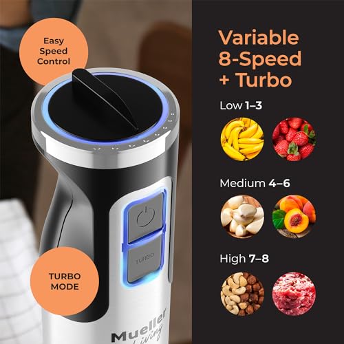Immersion Hand Blender Set with 7 Attachments & 8 Speeds - Includes Stick Blender & Accessories