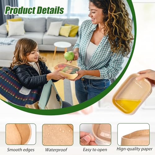 29oz Disposable Kraft Paper Meal Prep Containers with Lids & Forks — 50 Pack