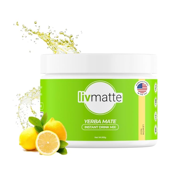 Yerba Mate Instant Tea Powder Lemon - Natural Caffeine, No Crash Energy, Sugar-Free Drink Mix, 30 Servings