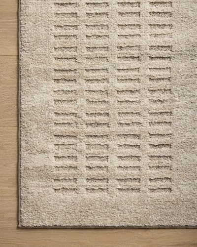 Ivory Beige 4x6 Accent Rug with High-Low Texture - Modern Geometric Design