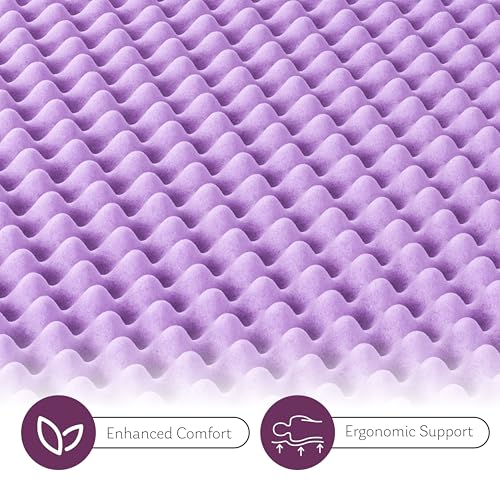 MLILY 4 Inch Purple Queen Memory Foam Mattress Topper with Cooling Gel Infusion & Lavender Scent