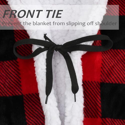Catalonia Hooded Blanket Poncho (Checker) Wearable Blanket with Pockets, One Size