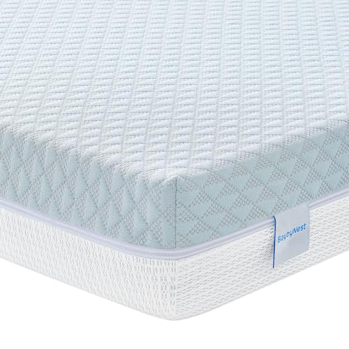 Blue Mini Crib Mattress 38x24x4 with Washable Tencel Cover & Cooling Gel Foam