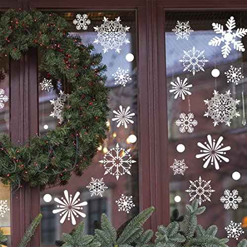 238 PCS Christmas Snowflake Window Clings Decorations, Xmas Window Stickers Decal 8 Sheets