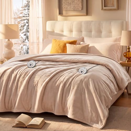 Sealy Electric Blanket Queen 84x90 Dual Control Flannel Beige