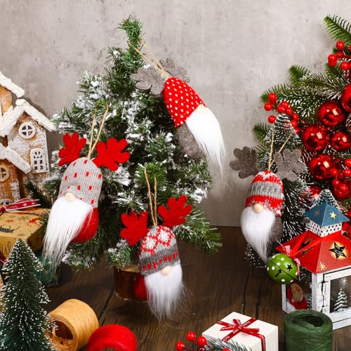 Skylety 48 Pieces Gnome Christmas Tree Ornaments – Plush Hanging Decorations, 24 Variations
