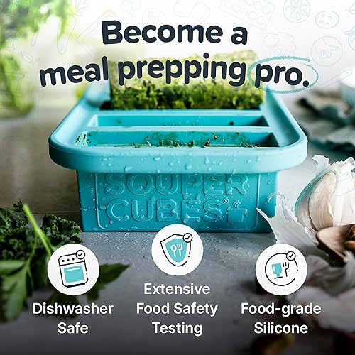 Souper Cubes 1/2 Cup Silicone Freezer Molds with Lids - Aqua 2-Pack