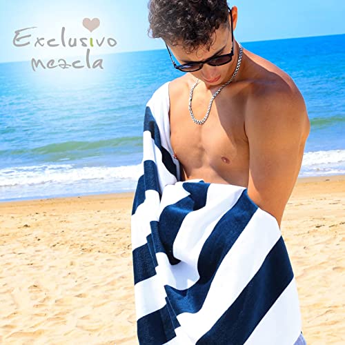 Dark Navy Cotton Oversized Beach Towel Set - 35x70 Inch, Pack of 4