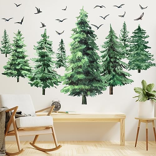 Qilery 3 Pack Christmas Tree Wall Decals - Peel & Stick Large Pine Trees