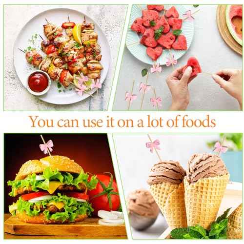 Queekay 100 Pcs Pink Bow Cocktail Christmas Picks Bow Cupcake Toppers Baby Shower Decorations for Wedding Bridal Birthday Pinks Theme Party Decorations Fruit Drink Dessert Bachelorette