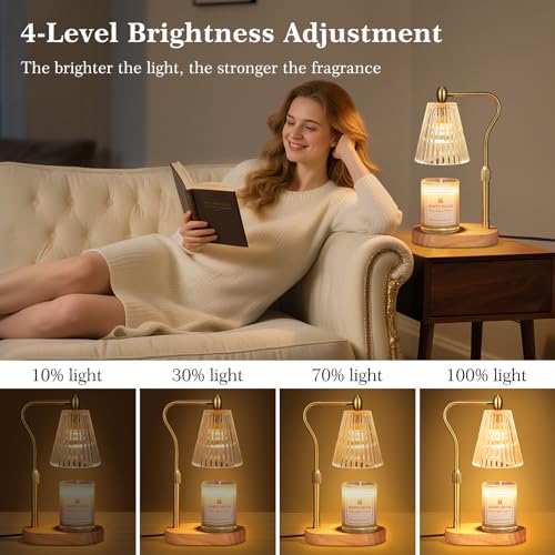 Imenlox Candle Warmer Lamp with Timer & Dimmer, Adjustable Height - Amber / Manual Control, Perfect for Home Decor & Gifts