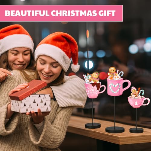 Pink Gingerbread Christmas Table Decor Set - Hot Cocoa, Candy Cane & Gingerbread Signs