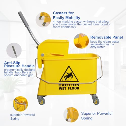 Midoneat Mop Bucket with Wringer - 22 Qt (5.5 Gallon) Floor Cleaning with Wheels - Variation of 22
