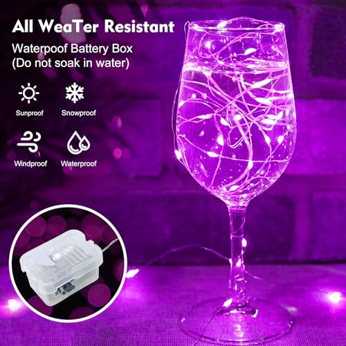 Pozzolanas 8 Pack Pink Fairy String Lights Waterproof 7ft 20 LEDs with 3 Modes for Wedding Holiday Decor