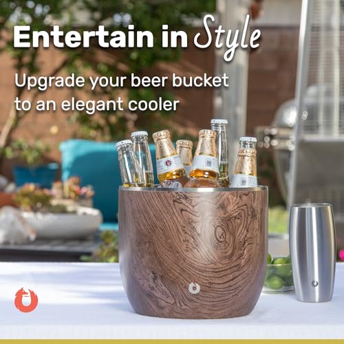 Snowfox XL 7L Insulated Stainless Steel Ice Bucket with Lid & Scoops for Parties & Home Bar