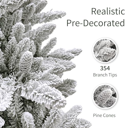 Puleo International 4.5ft Flocked Bennington Fir Pre-Lit Christmas Tree with 150 Clear Lights