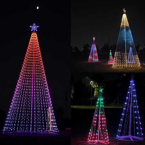 Yakmax 5ft Multicolor Outdoor Christmas Tree with Lights, Smart Control & Music Sync