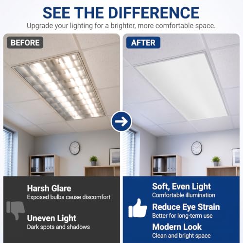 Pushglossy 6 Pack Fluorescent Light Covers 23.75x47.75 inch Milky White Ceiling Diffusers
