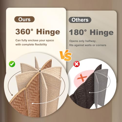 HOMCOM Natural Wood 3-Panel Room Divider Folding Privacy Screen, 6ft Tall