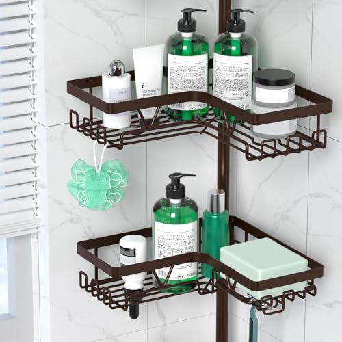 DAOYA Bronze Corner Shower Caddy Tension Pole Organizer - Rustproof Bathroom Storage